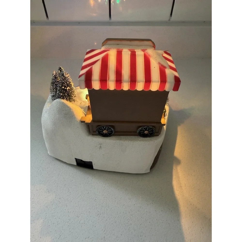 Christmas Village Houses Popcorn Wagon House Village with Music and Led Lights